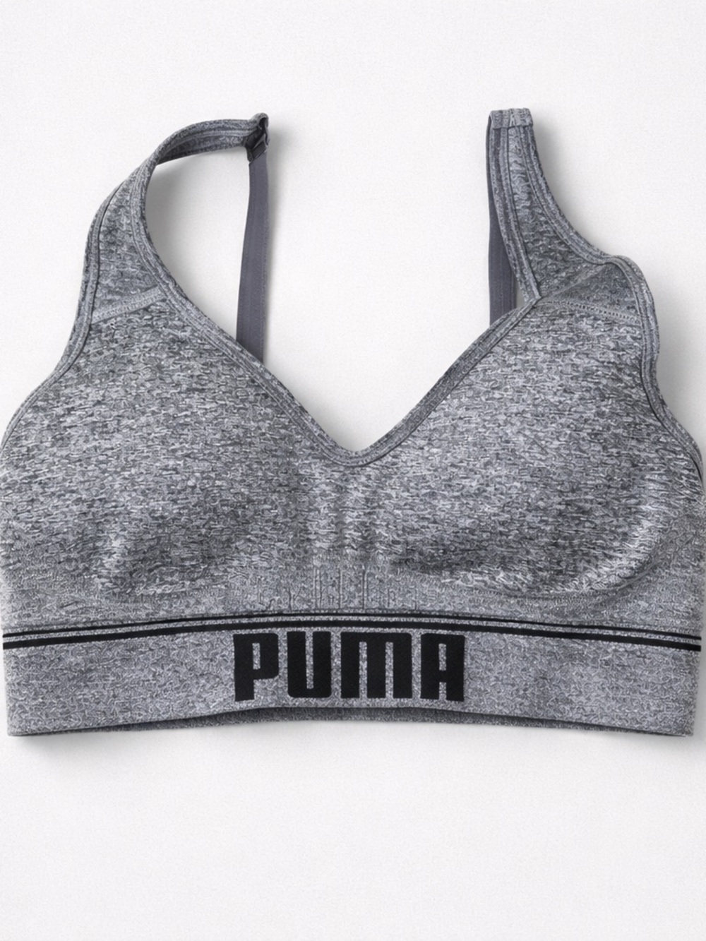 PUMA Women's Heathered Gray Sports Bra